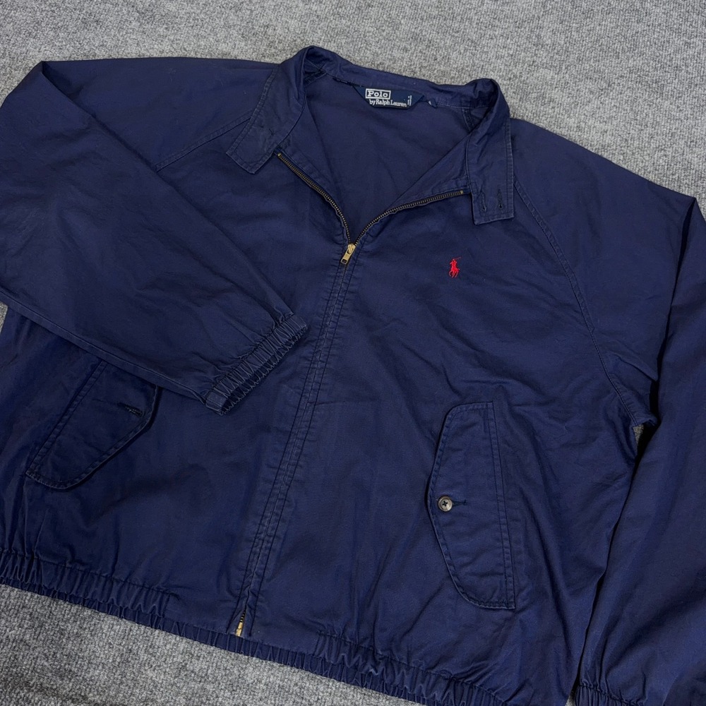 Vintage Polo Ralph Lauren Bi-Swing Jacket Men XL Unlined Navy Blue Full Zip READ